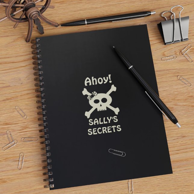 Fille Pirate Skull Crossbones Carnet noir (☠️ Ahoy! Add your name and set sail on the Good Ship Journalling ☠️)
