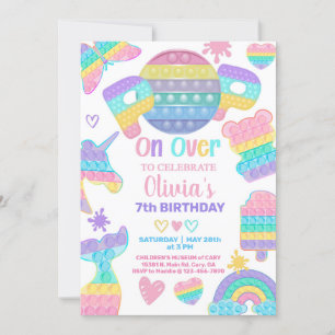 Fille popit invitation fête d'anniversaire. POPIT.