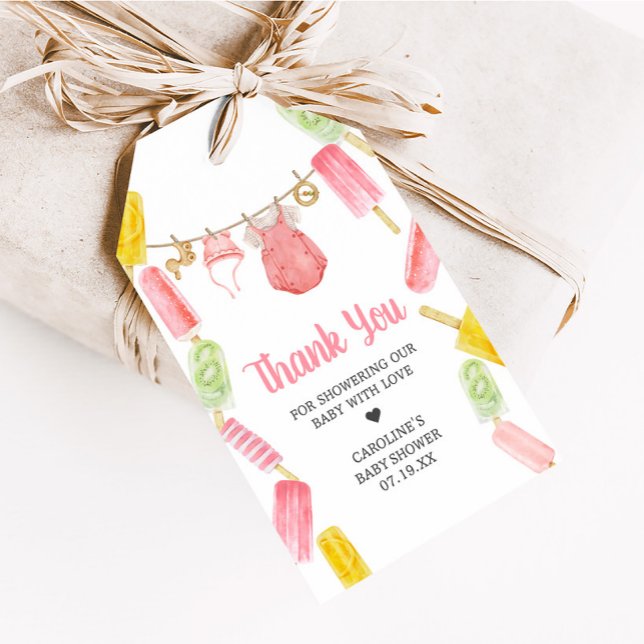 Fille Popsicle Baby shower Favoriser les étiquette (Girl Ready to Pop Popsicle Baby Shower Favor Tags)