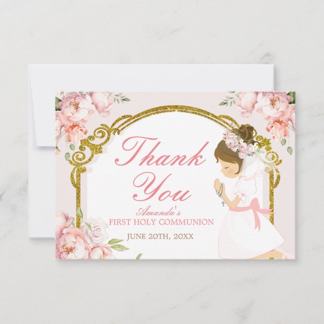 Fille priant l'or 1er saint Merci communion (Devant)