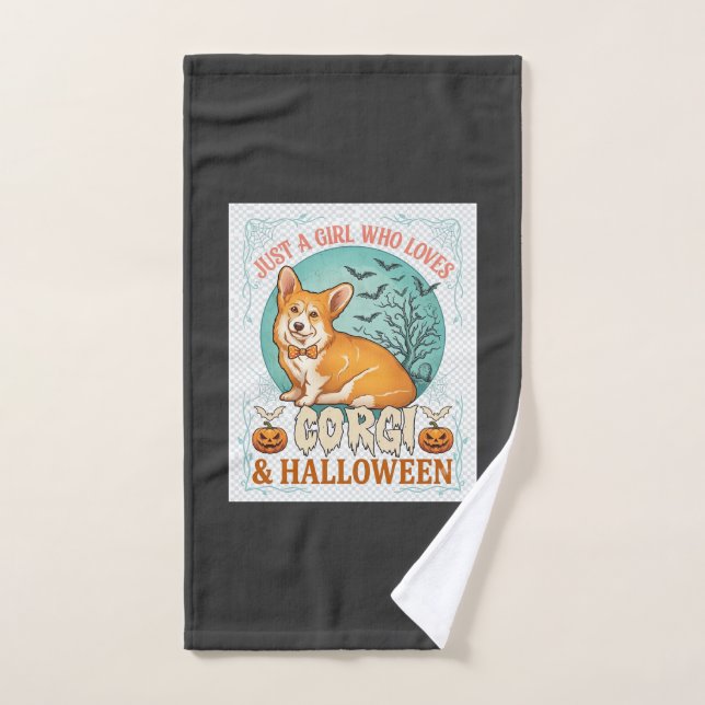 Fille qui aime les citrouilles d'Halloween Corgi C (Serviette à main)