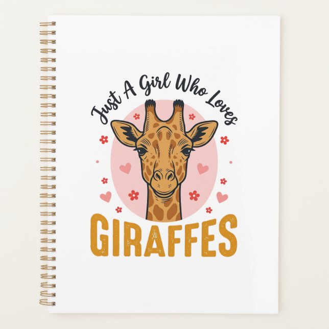 Fille qui aime les girafes Dessin de gravure vinta (Devant)