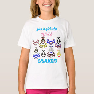 Fille qui aime serpents T-shirt serpents colorés