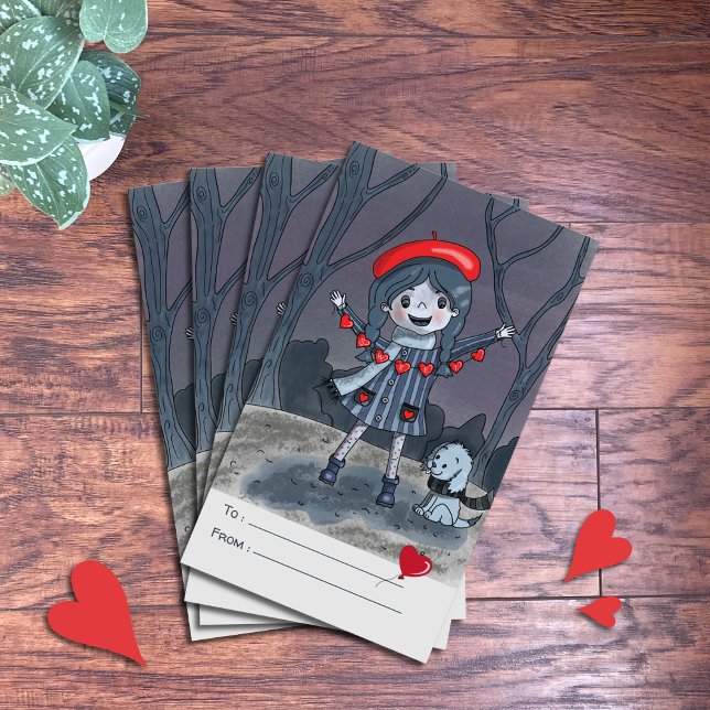 Fille | Red Garland Classroom Valentine's Day Card (Créateur téléchargé)