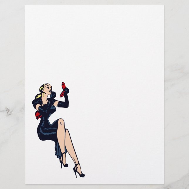 Fille Rétro de Charme Blonde Jolie Épinglée (Devant)