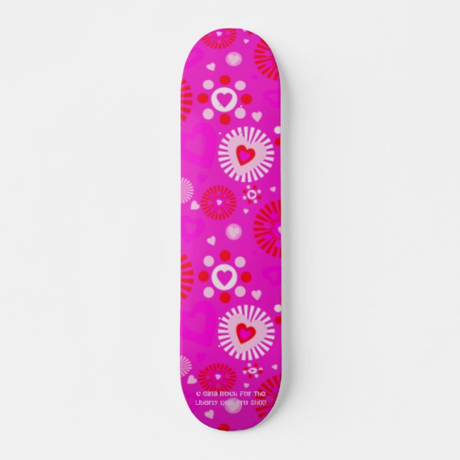 FILLE ROCK PRO SKATEBOARD - ROSE CHAUD FUCHSIA - H (Devant)
