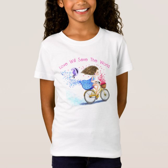 Fille romantique avec T-Shirt de vélo - Votre text (Devant)