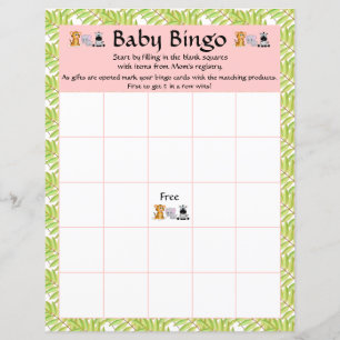 Fille rose Bingo Baby shower Safari Jungle