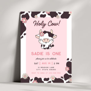 Fille rose de la vache Sainte Invitation d'anniver
