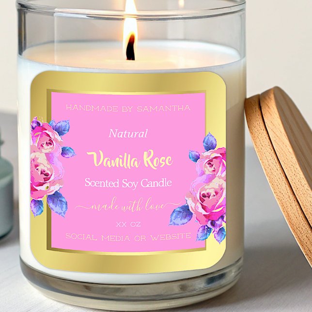 Fille rose floral emballage Étiquette or (Créateur téléchargé)