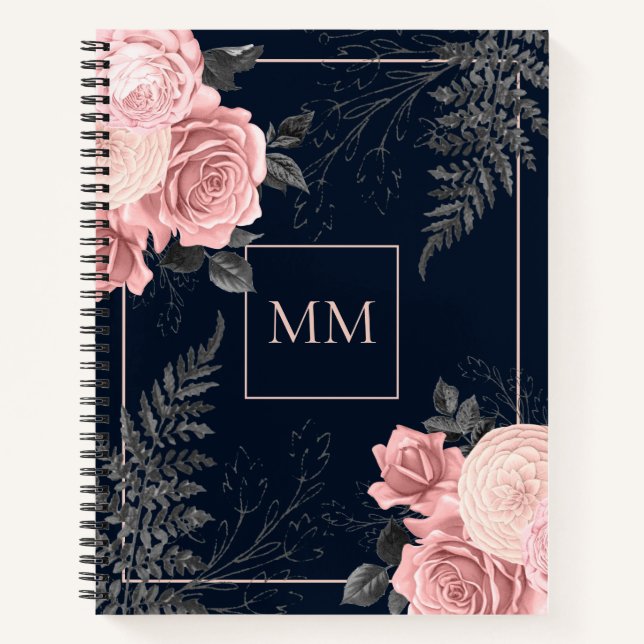Fille rose florale et Carnet de spirale marine (Devant)