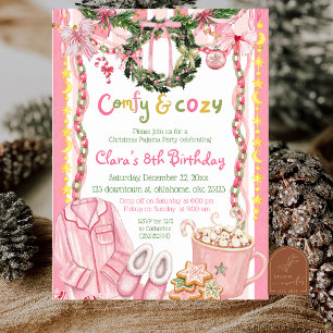 Fille Rose Invitation Anniversaire Fête de Noël Py