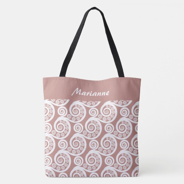 Fille Rose rose Abstrait Feuilles Nom Sac fourre-t (Dos)