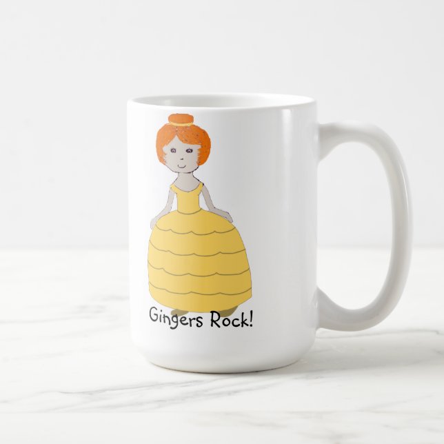 Fille rousse Robe jaune longue "Gingers Rock" Mug (Droite)