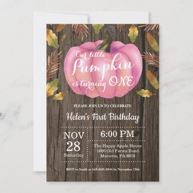 Fille rustique Invitation de premier anniversaire  (Devant)