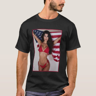 Fille sexy sur un T-shirt pour hommes - Drapeau am
