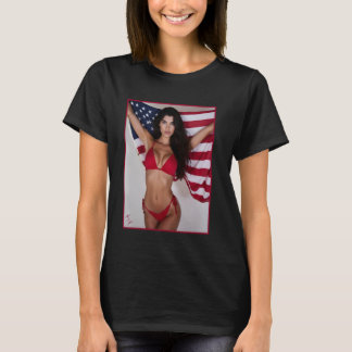 Fille sexy sur un T-shirt pour hommes - Drapeau am
