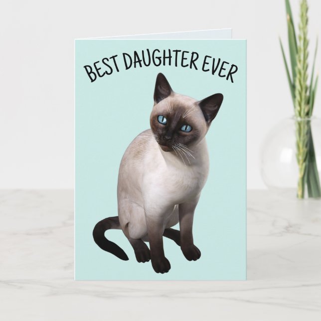 FILLE SIAMESE CAT Carte de voeux ANNIVERSAIRE (Devant)