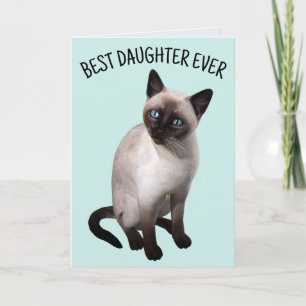 FILLE SIAMESE CAT Carte de voeux ANNIVERSAIRE