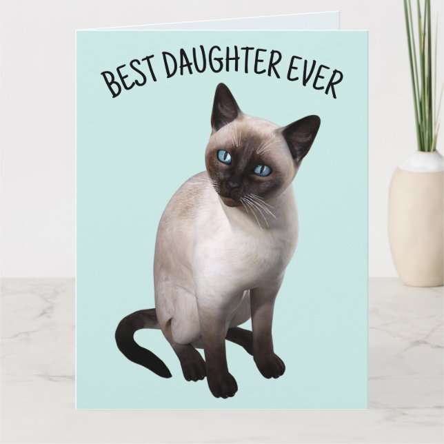 FILLE SIAMESE CAT Carte de voeux ANNIVERSAIRE (Devant)