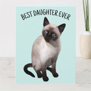 FILLE SIAMESE CAT Carte de voeux ANNIVERSAIRE