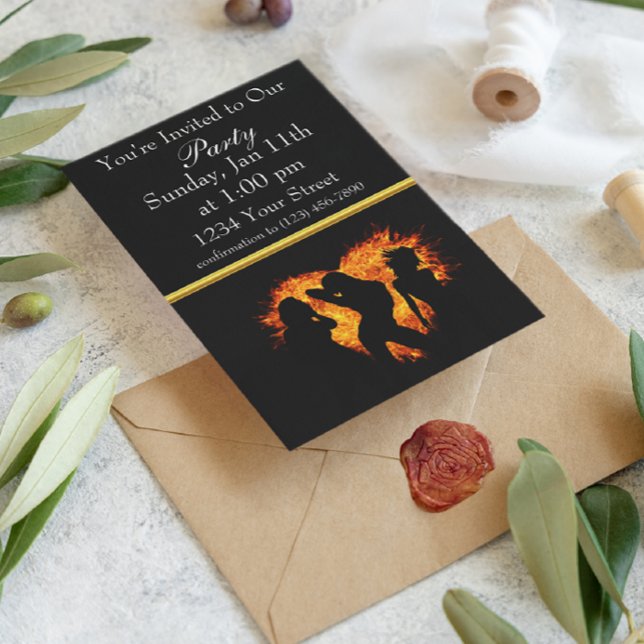 Fille silhouette invitation de feu avec feuille d' (Créateur téléchargé)