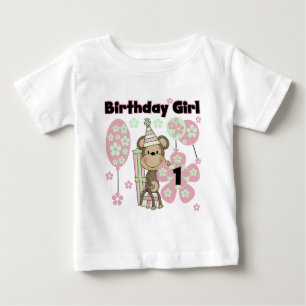 Fille Singe Avec Cadeaux 1er Anniversaire Tshirts