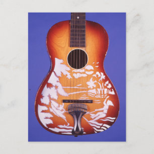 Fille Ski d'eau belle guitare art carte postale