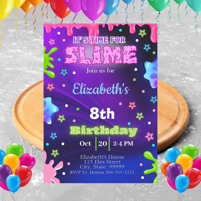 Fille Slime Invitation de fête d'anniversaire (Créateur téléchargé)