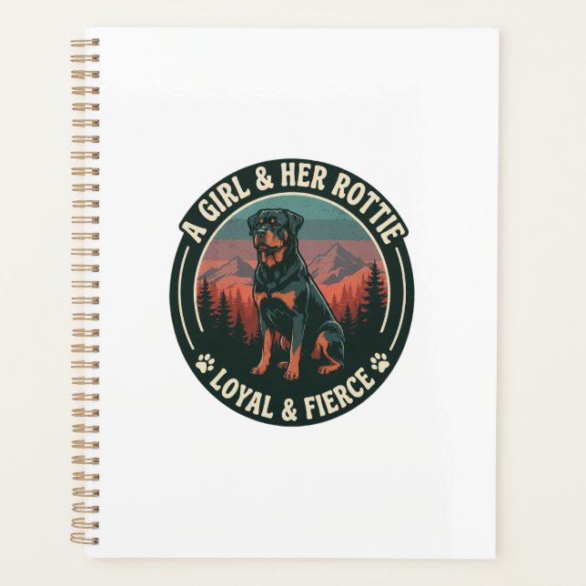 Fille Son Rottie Loyal Féroce Chien Rottweiler Mon (Devant)