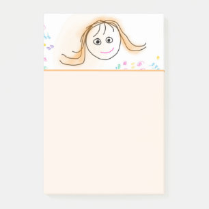 Fille souriante Dessin de l'enfant post-it Notes 4