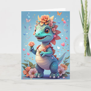 Fille souriante Dinosaure Nature Carte