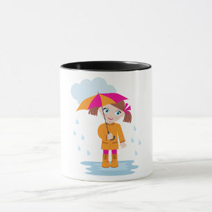 Fille Sous Une Mug À Parapluie