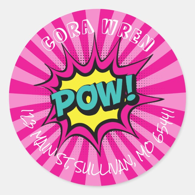 Fille Super Hero Étiquette de adresse (Devant)