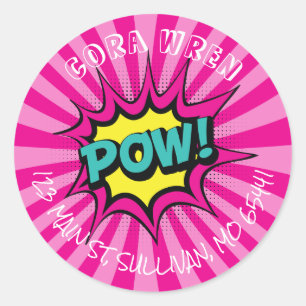 Fille Super Hero Étiquette de adresse