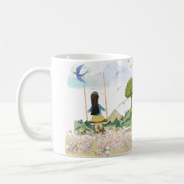 Fille sur balançoire Mug de café esthétique de la  (Gauche)