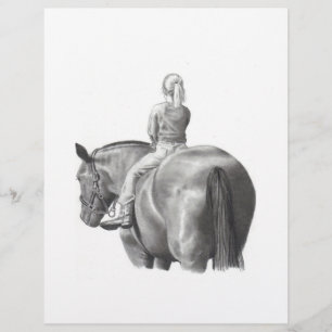 FILLE SUR HORSEBACK : ART PENCIL : RÉALISME