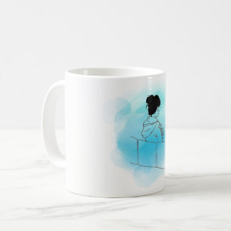 Fille sur la tasse originale d'illustration de