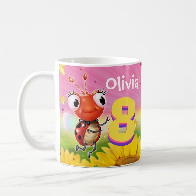 Fille tasse d'anniversaire personnalisée 8 ans Lad (Gauche)