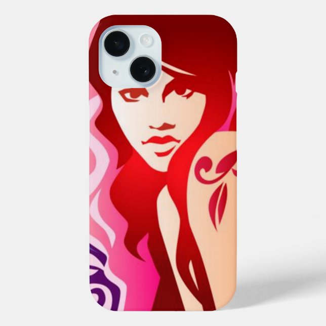 Fille tatouée - iPhone 15 Coque (Verso)