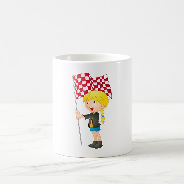Fille Tenant Un Drapeau À damiers Café Mug (Créateur téléchargé)