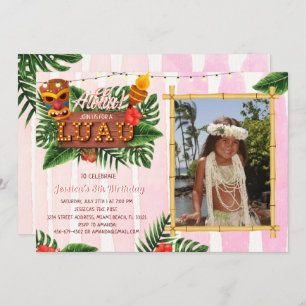 Fille Tropical Luau Invitation Anniversaire Avec P