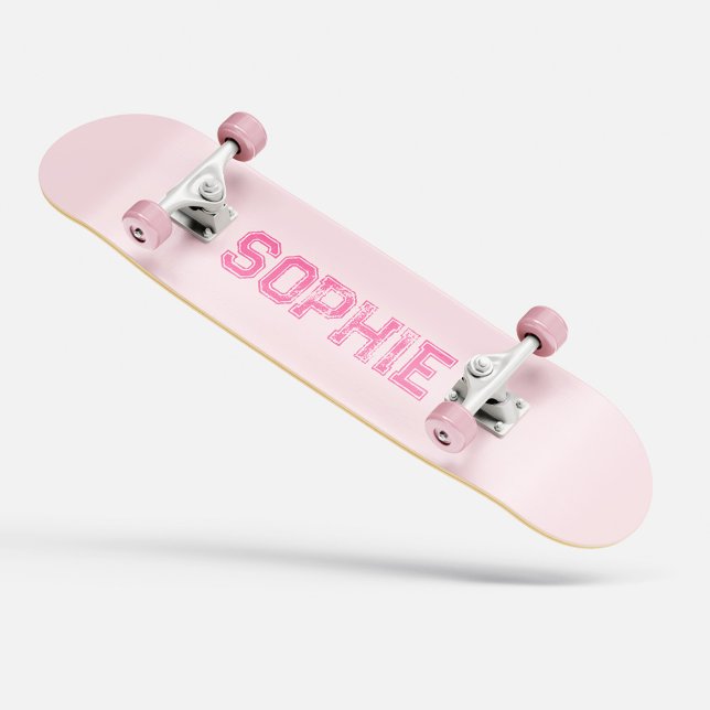 Fille Varsity Pink Skateboard Nom personnalisé (Girly Varsity Pink Skateboard Personalized Name)