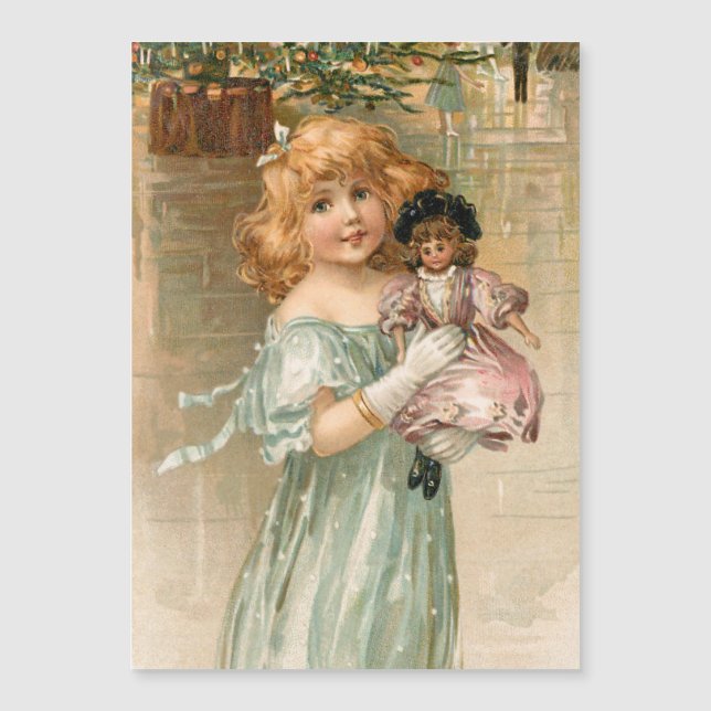Fille victorienne souriante avec poupée au bal de  (Devant)