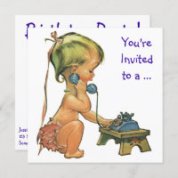 Fille vintage au téléphone, Invitation de fête d'a