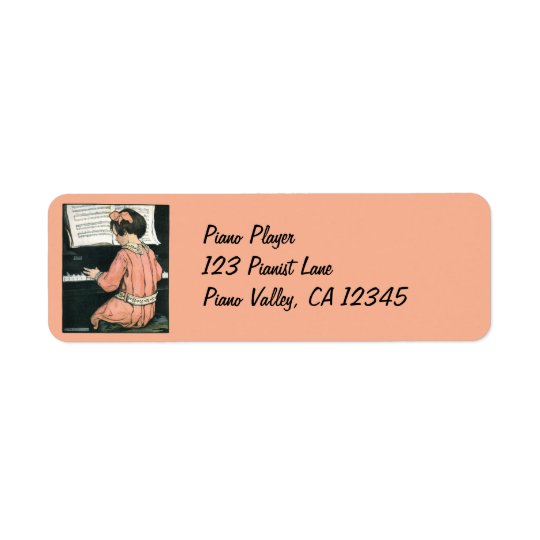 Fille vintage de musique de piano par Jessie Étiquettes D’adresse Retour