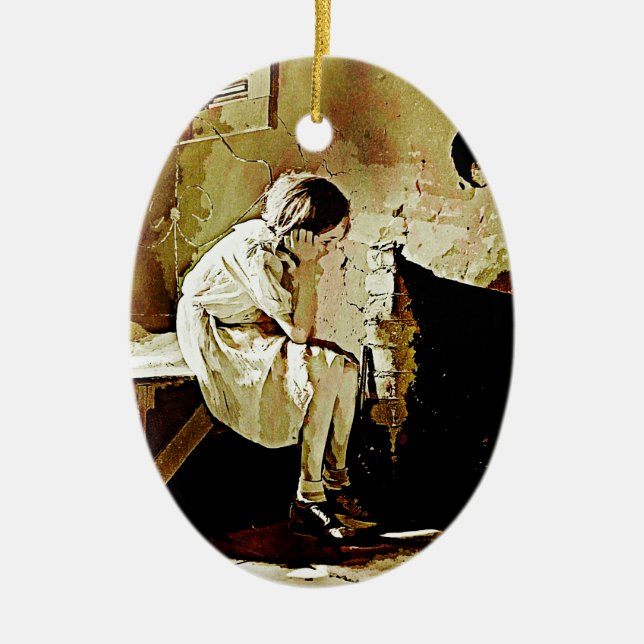 Fille vintage par ornement foyer (Devant)