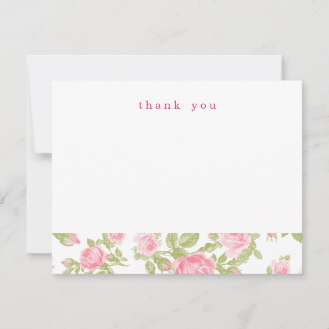 Fille Vintage Roses Simple Merci Cartes de notes (Devant)