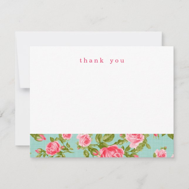 Fille Vintage Roses Simple Merci Cartes de notes (Devant)