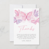 Filles 1er anniversaire Carte de remerciements pap